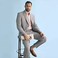 Van Heusen Mens Modern Fit Windowpane Flat Front Suit Pant