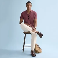 J. Ferrar Button Front Mens Short Sleeve Polo Sweater