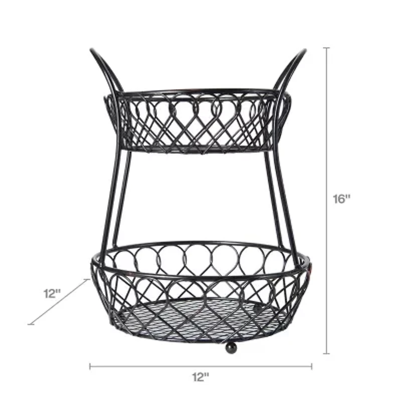 Gourmet Basics by Mikasa Loop And Latice 2 Tier Basket Rectangular Basket