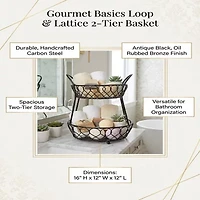Gourmet Basics by Mikasa Loop And Latice 2 Tier Basket Rectangular Basket