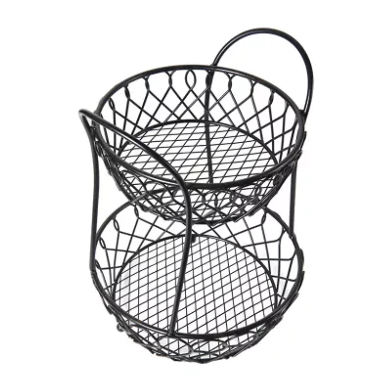 Gourmet Basics by Mikasa Loop And Latice 2 Tier Basket Rectangular Basket
