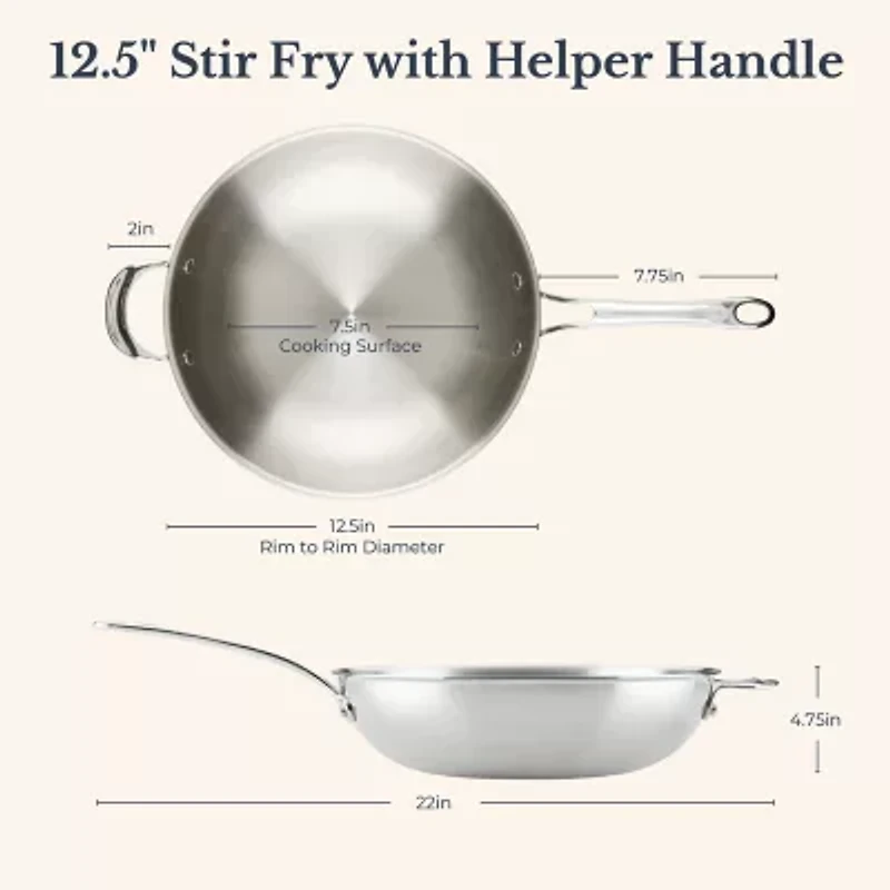 Anolon Everlast Tri-Ply Clad Stainless Steel 4 3/4 Qt Stir Fry Pan