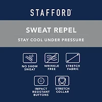 Stafford Sweat Repel Advanced Performance Mens Regular Fit Stretch Fabric Wrinkle Free Long Sleeve Dress Shirt