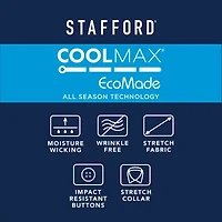 Stafford Coolmax All Season Ecomade Oxford Mens Slim Fit Stretch Fabric Wrinkle Free Long Sleeve Dress Shirt