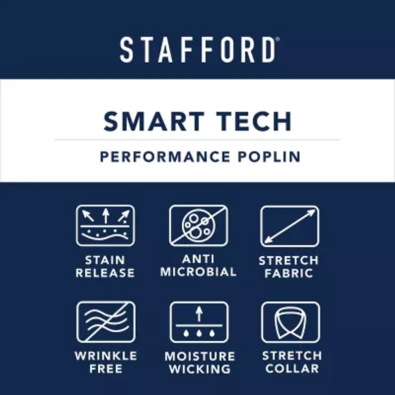 Stafford Smart Tech Mens Big & Tall Regular Fit Easy-on + Easy-off Adaptive Stretch Fabric Wrinkle Free Long Sleeve Dress Shirt