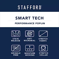 Stafford Smart Tech Big And Tall Mens Regular Fit Stretch Fabric Wrinkle Free Long Sleeve Dress Shirt