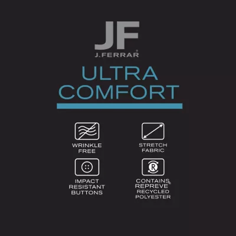 J. Ferrar Ultra Comfort Mens Short Sleeve Slim Fit Stretch Fabric Wrinkle Free Button-Down Shirt