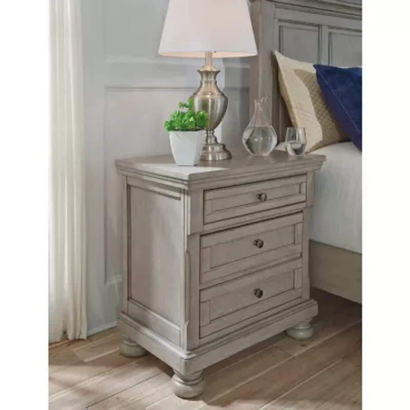 Signature Design by Ashley Lettner 29" 2-Drawer Nightstand in Light Gray