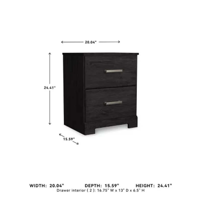 Signature Design by Ashley Belachime 2-Drawer Nightstand in Charcoal