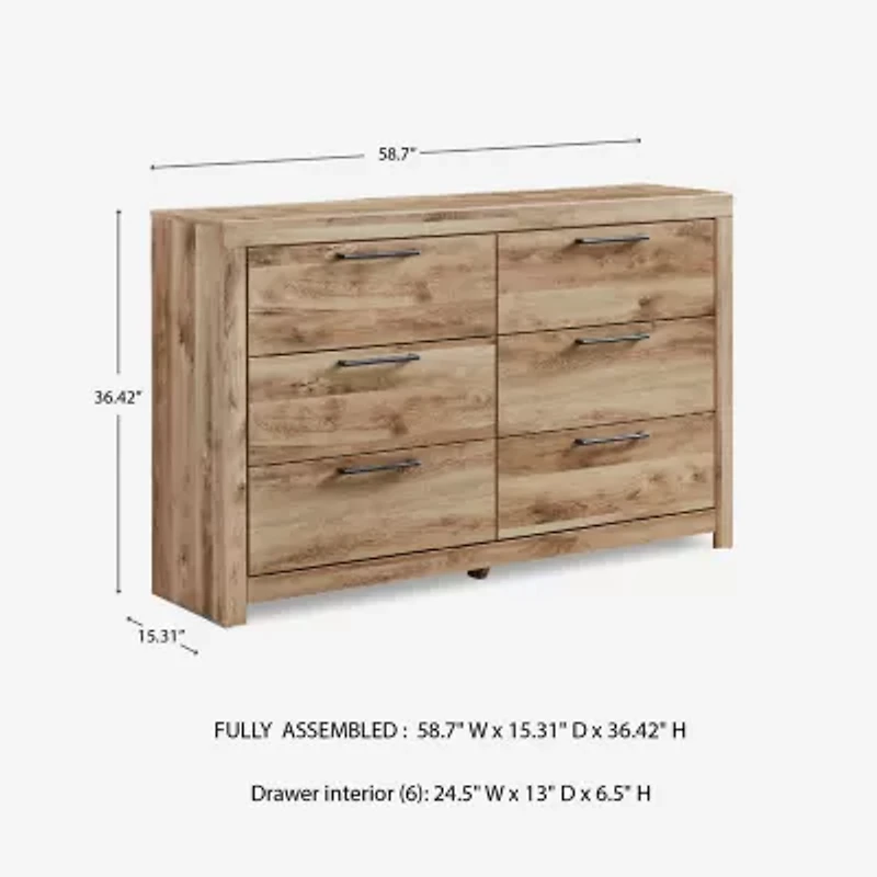 Signature Design by Ashley Hyanna 6-Drawer Dresser in Tan Brown