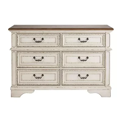 Signature Design by Ashley Realyn Youth 36" 6-Drawer Dresser in Chipped White