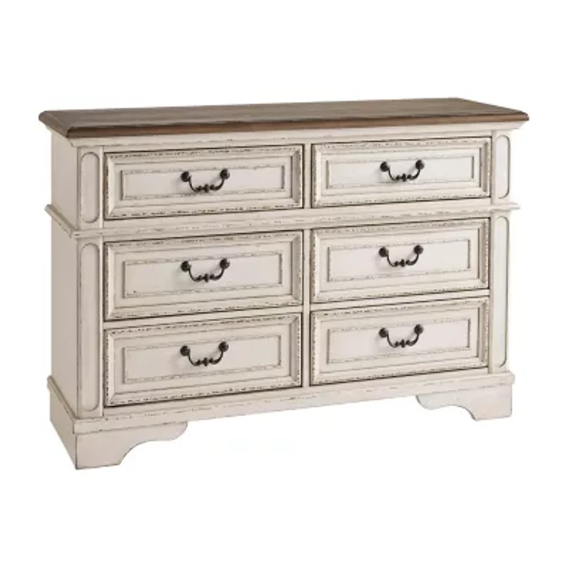 Signature Design by Ashley Realyn Youth 36" 6-Drawer Dresser in Chipped White