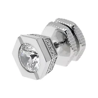 Mens Cubic Zirconia Stainless Steel Stud Earring