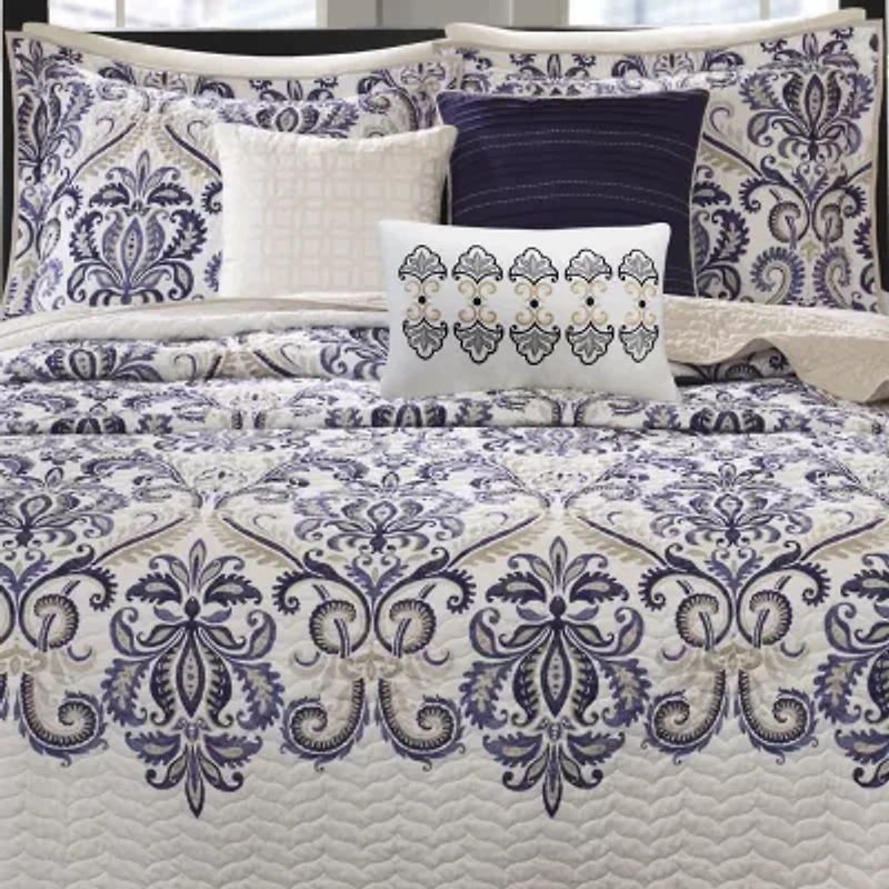 Madison Park Cardiff 6-Pc Reversible Quilt Set With Throw Pillows