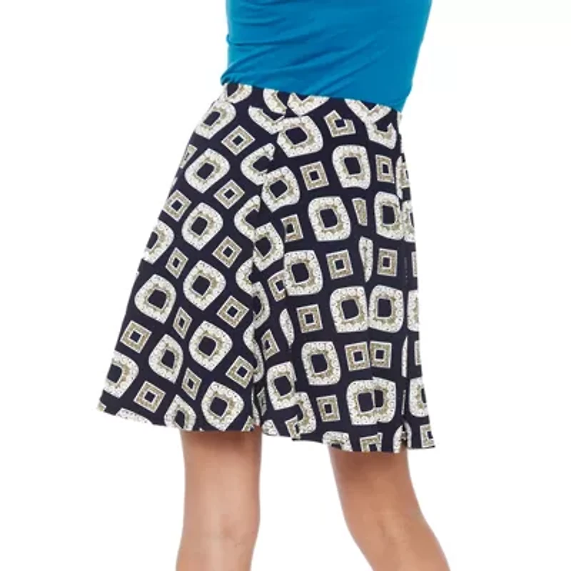 White Mark Heidi Womens Stretch Fabric Mid Rise Flared Skirt