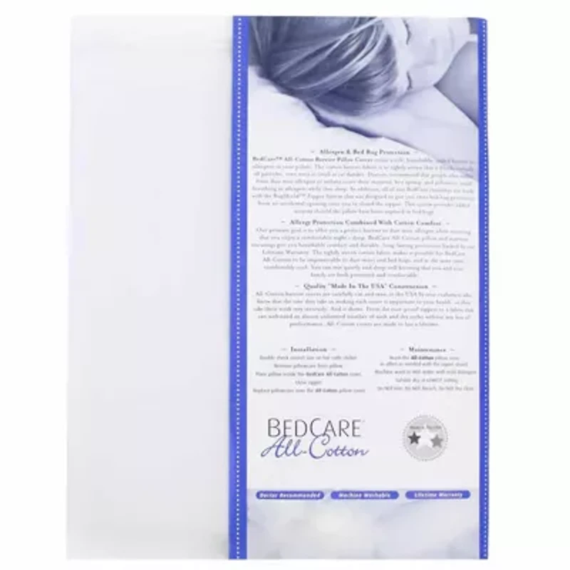 BedCare All Cotton Allergy and Bed Bug Proof Pillow Cover