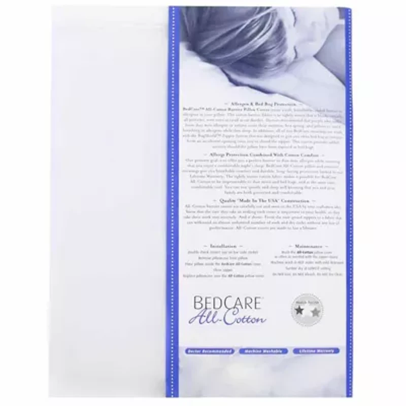 BedCare All Cotton Allergy and Bed Bug Proof Pillow Cover