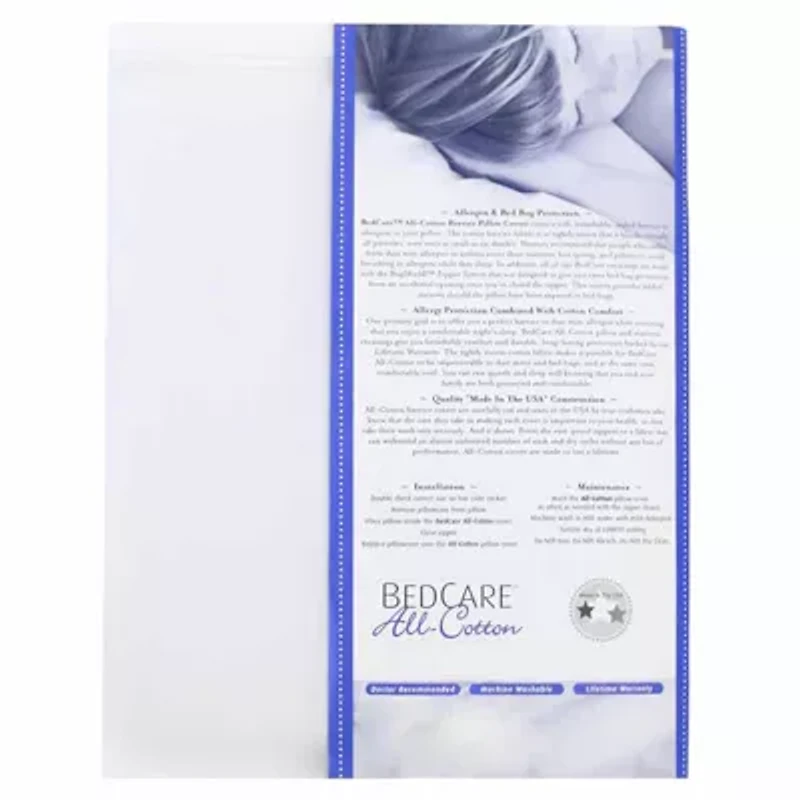 BedCare All Cotton Allergy and Bed Bug Proof Pillow Cover