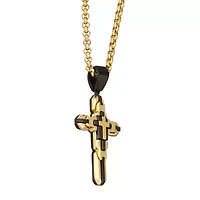 Mens Stainless Steel Cross 24 Inch Pendant Necklace