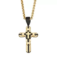 Mens Stainless Steel Cross 24 Inch Pendant Necklace