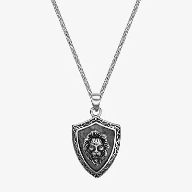 Mens Multi Color Jasper Stainless Steel 24 Inch Pendant Necklace