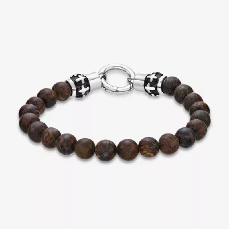 Mens Stainless Steel Beaded Bracelet