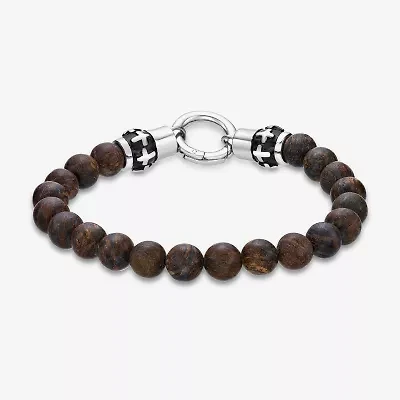 Mens Stainless Steel Beaded Bracelet