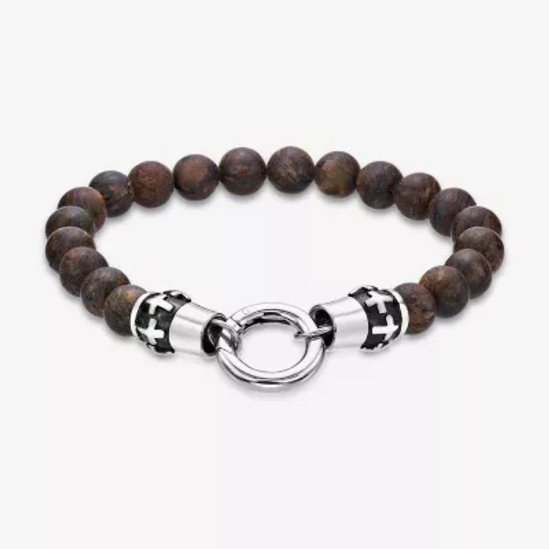 Mens Stainless Steel Beaded Bracelet