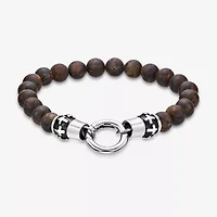 Mens Stainless Steel Beaded Bracelet