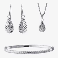 Diamond Cut Womens Sterling Silver 3-pc. Jewelry Set