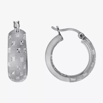 Diamond Cut Womens Sterling Silver 20.3mm Hoop Earrings