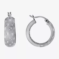 Diamond Cut Womens Sterling Silver 20.3mm Hoop Earrings