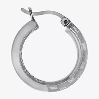 Diamond Cut Womens Sterling Silver 20.3mm Hoop Earrings