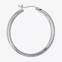 Diamond Cut Womens Sterling Silver 35.3mm Hoop Earrings