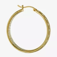 Diamond Cut Womens 14K Two Tone Gold Over Silver 35.3mm Hoop Earrings