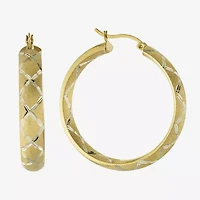 Diamond Cut Womens 14K Two Tone Gold Over Silver 36mm Hoop Earrings