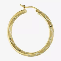Diamond Cut Womens 14K Two Tone Gold Over Silver 36mm Hoop Earrings