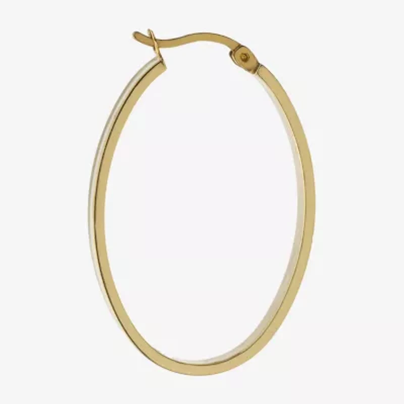 Diamond Cut Womens 14K Two Tone Gold Over Silver 35.8mm Hoop Earrings