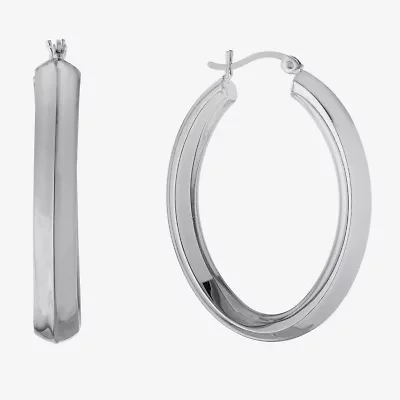 Womens Sterling Silver 39mm Hoop Earrings