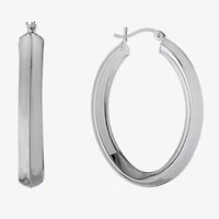 Womens Sterling Silver 39mm Hoop Earrings