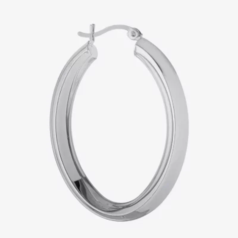 Womens Sterling Silver 39mm Hoop Earrings