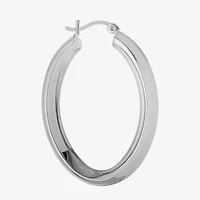 Womens Sterling Silver 39mm Hoop Earrings