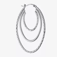 Diamond Cut Womens Sterling Silver 40.6mm Hoop Earrings