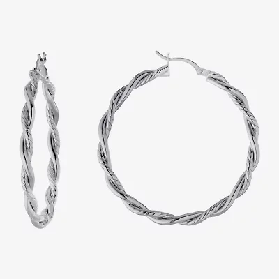 Womens Sterling Silver 50.8mm Hoop Earrings