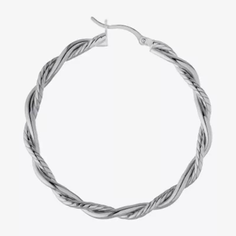 Womens Sterling Silver 50.8mm Hoop Earrings