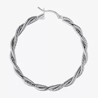 Womens Sterling Silver 50.8mm Hoop Earrings