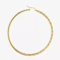 Diamond Cut Womens 14K Two Tone Gold Over Silver 67.5mm Hoop Earrings