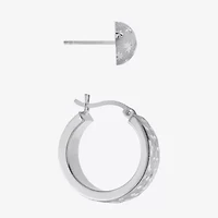 Diamond Cut Womens Sterling Silver 2 Pair Earring Set