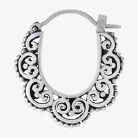 Bali Inspired Womens Sterling Silver 20.8mm Hoop Earrings