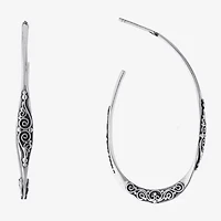 Bali Inspired Womens Sterling Silver 41.9mm Hoop Earrings